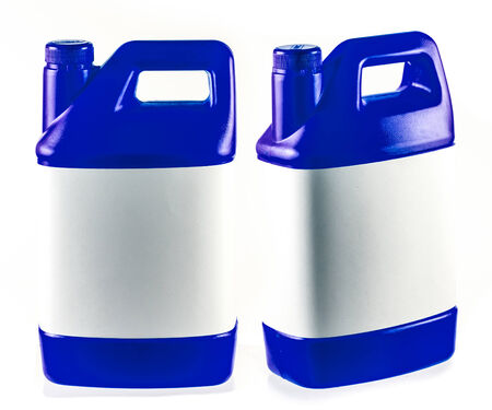 Blue plastic container isolated on a white background.の写真素材