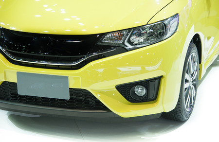 Yellow modern car closeupの写真素材