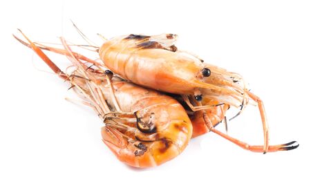 grilled shrimp isolated on white backgroundの写真素材