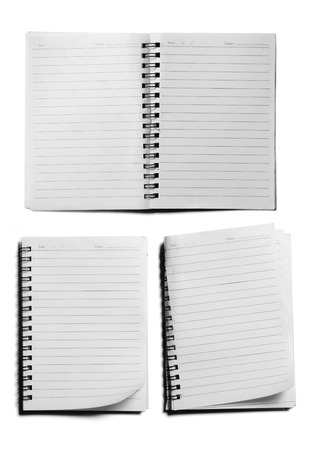 collection of various paper page notebook. textured isolated on the white backgroundsの写真素材
