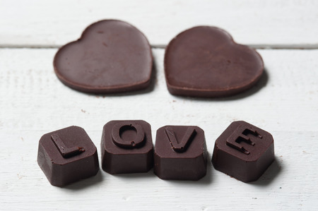 chocolate Valentine's on rusty woodenの写真素材
