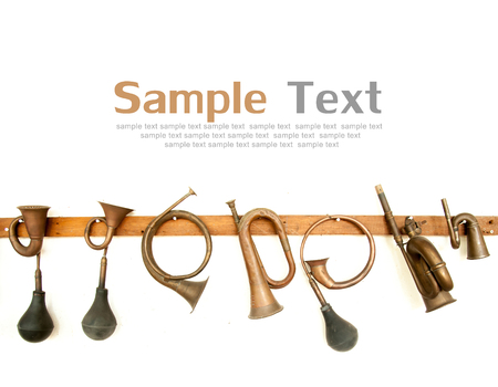 set of Horn klaxon metal instrumentの写真素材