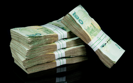 Thai money 20 baht on black background