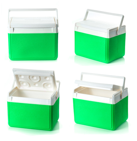 Collection of Handheld Green refrigerator on a white backgroundの写真素材