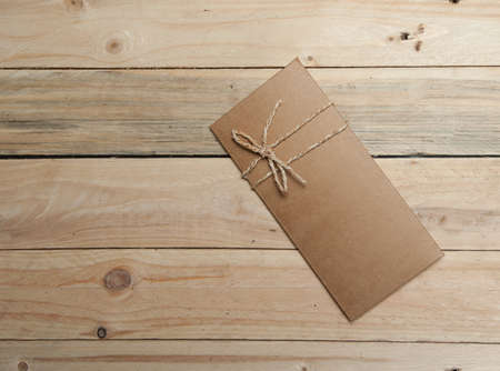 Envelope on wooden backgroundの写真素材