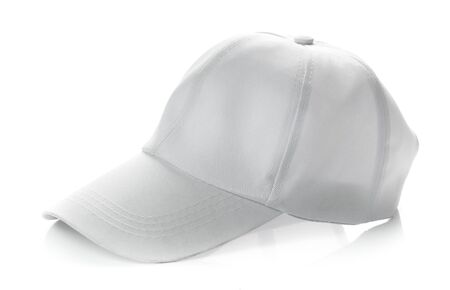 White baseball cap on white backgroundの写真素材