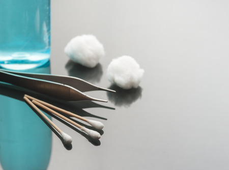 Set of dressing on grey backgroundの写真素材