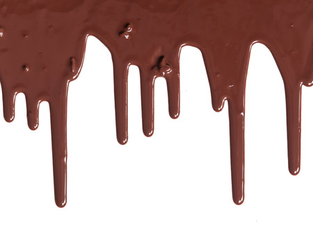 Chocolate syrup drip pattern isolated on a white backgroundの写真素材
