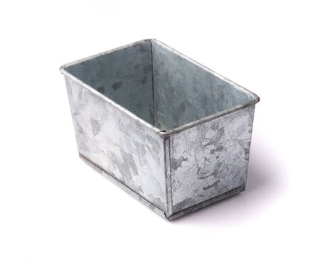 Metal zinc bucket White paper Backgroundの写真素材