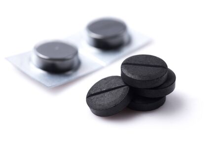 Activated carbon on whiteの写真素材