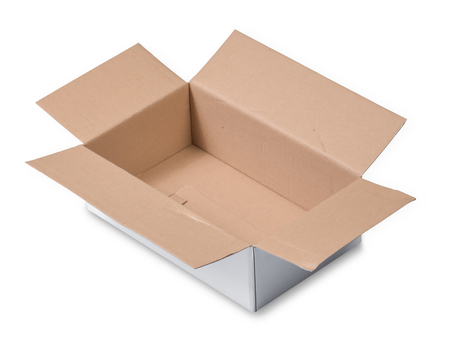 Open Blank White package box on white backgroundの写真素材