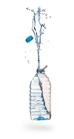 Water splash up from a plastic bottleの写真素材