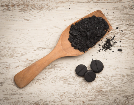 Activated carbon on whiteの写真素材