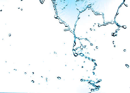 water splash and water drop on white backgroundの写真素材