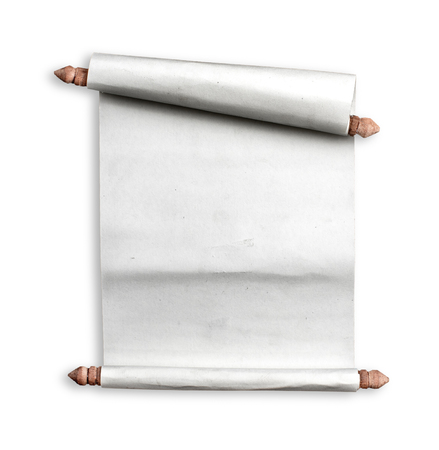 Scroll paper on white background,Wooden roller handles
