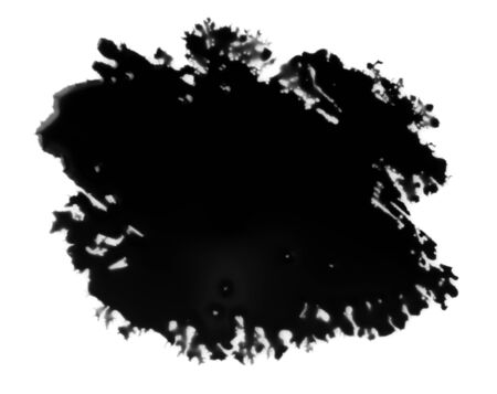Black ink stain spot isolated on white backgroundの写真素材
