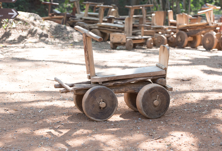 wood Go-cart for childrenの写真素材