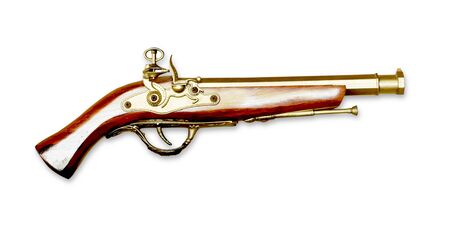 old wooden gun isolated on white background