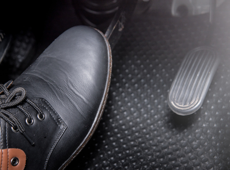 Human brake pedal carの写真素材