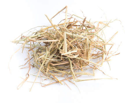pile straw isolated on white backgroundの写真素材
