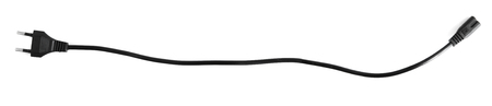 Black power cable socket isolated on white background.