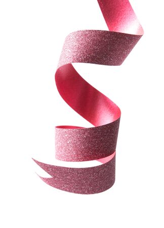 Red ribbon on a white background.の写真素材