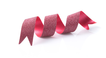 Red ribbon on a white background.の写真素材