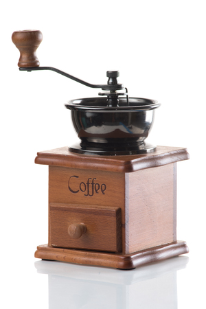 Coffee grinder isolated on white backgroundの写真素材