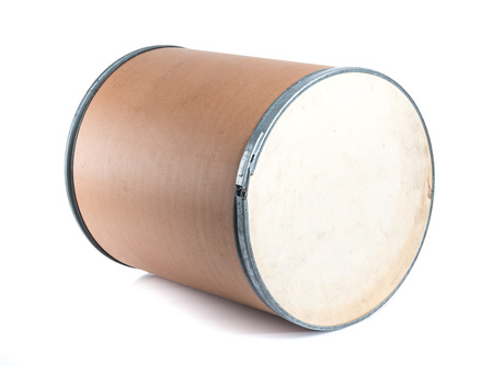 Brown paper bucket,paper tank for industrial packaging isolated on white backgroundの写真素材