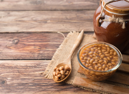 Salted soy beans paste on wood