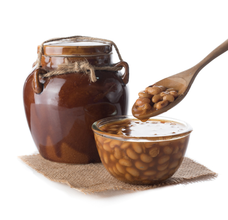 Salted soy beans paste on whiteの写真素材