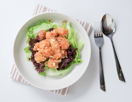 Spicy salmon salad,Thai Style Foodの写真素材