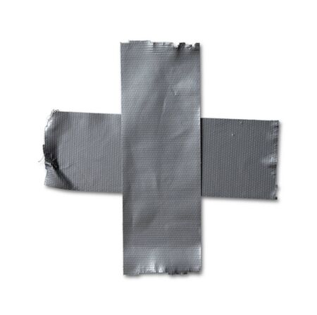 Gray tapes isolated on white background,Torn horizontal and different size gray sticky tapeの写真素材