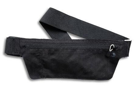 Black waist bag isolated on white backgroundの写真素材