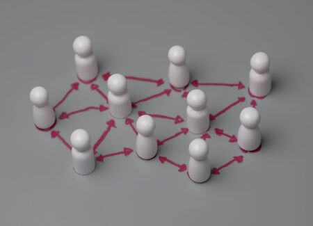 Social distancing,wood icon people practice social distancing to protect from COVID-19 coronavirus