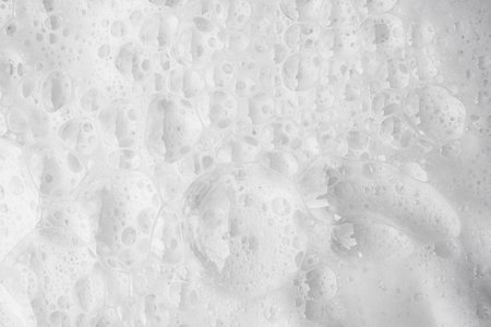 Shampoo washing and bubbles on top view