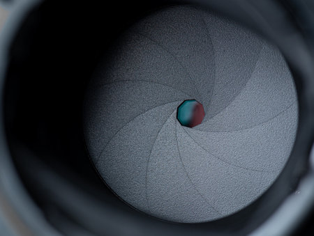 The diaphragm of a camera lens aperture,digital DSLR photography lensの写真素材