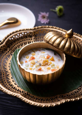 Thai dessert of rice balls in coconut milk"bua loy"の写真素材