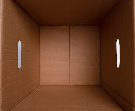Inside a cardboard packaging box,top viewの写真素材