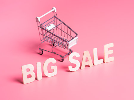letters "BIG SALE" with Shopping Cart,Shopping and discount concept.の写真素材
