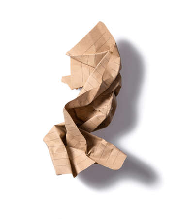 Collection of Recycled paper,crumpled paper,unfolded piece paper on white backgroundの写真素材