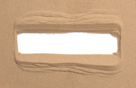 Frame made of sea sand with copy space for text. Summer vacation concept near the seaの写真素材