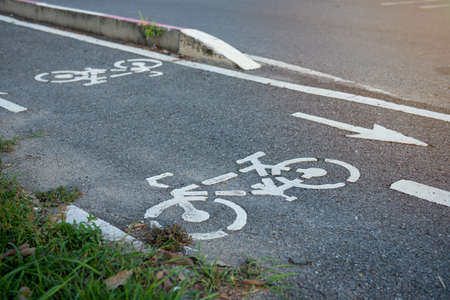 Bike path, a symbol of a Bicycle path on asphalt in a Park.