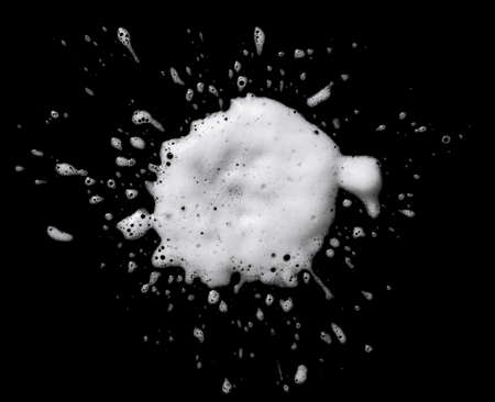 Foam, Bubble isolated on black,top viewの写真素材
