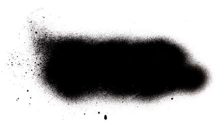Black color spray paint or graffiti design element on the white wall background.の写真素材