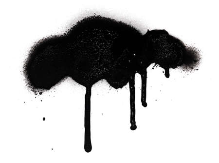 Black color spray paint or graffiti design element on the white wall background.