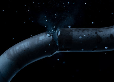 Old rubber hose straps,water or gas leak form rubber tube or holeの写真素材