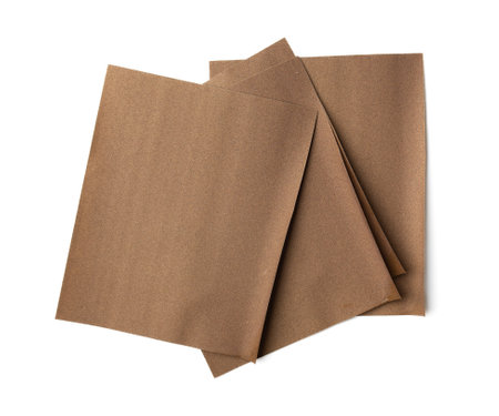 Brown sandpapers isolated on white backgroundの写真素材