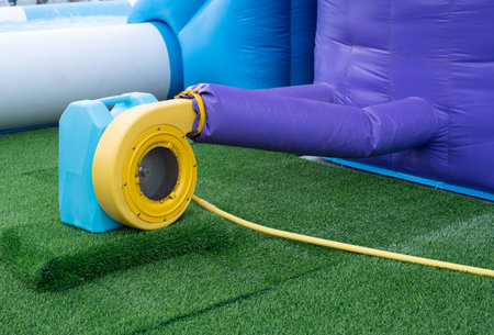 Air blower pump fan for inflatable bounce house castle or toyの写真素材