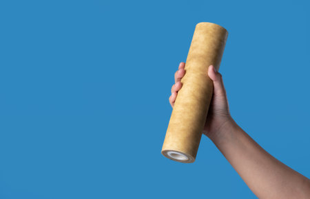 water filter cartridge in human handの写真素材